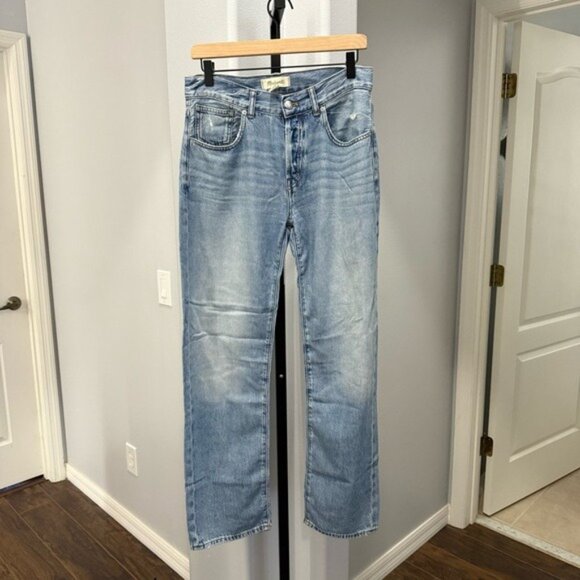 Madewell The Dean Easy Straight Jean Soft Relaxed Blue Size 26 Distressed - Picture 2 of 8